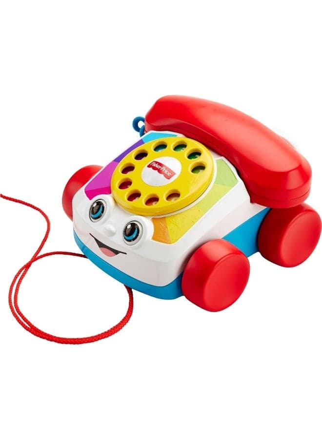 Toddler Pull Toy Chatter Telephone Pretend Phone With Rotary Dial And Wheels For Walking Play Ages 1+ Years