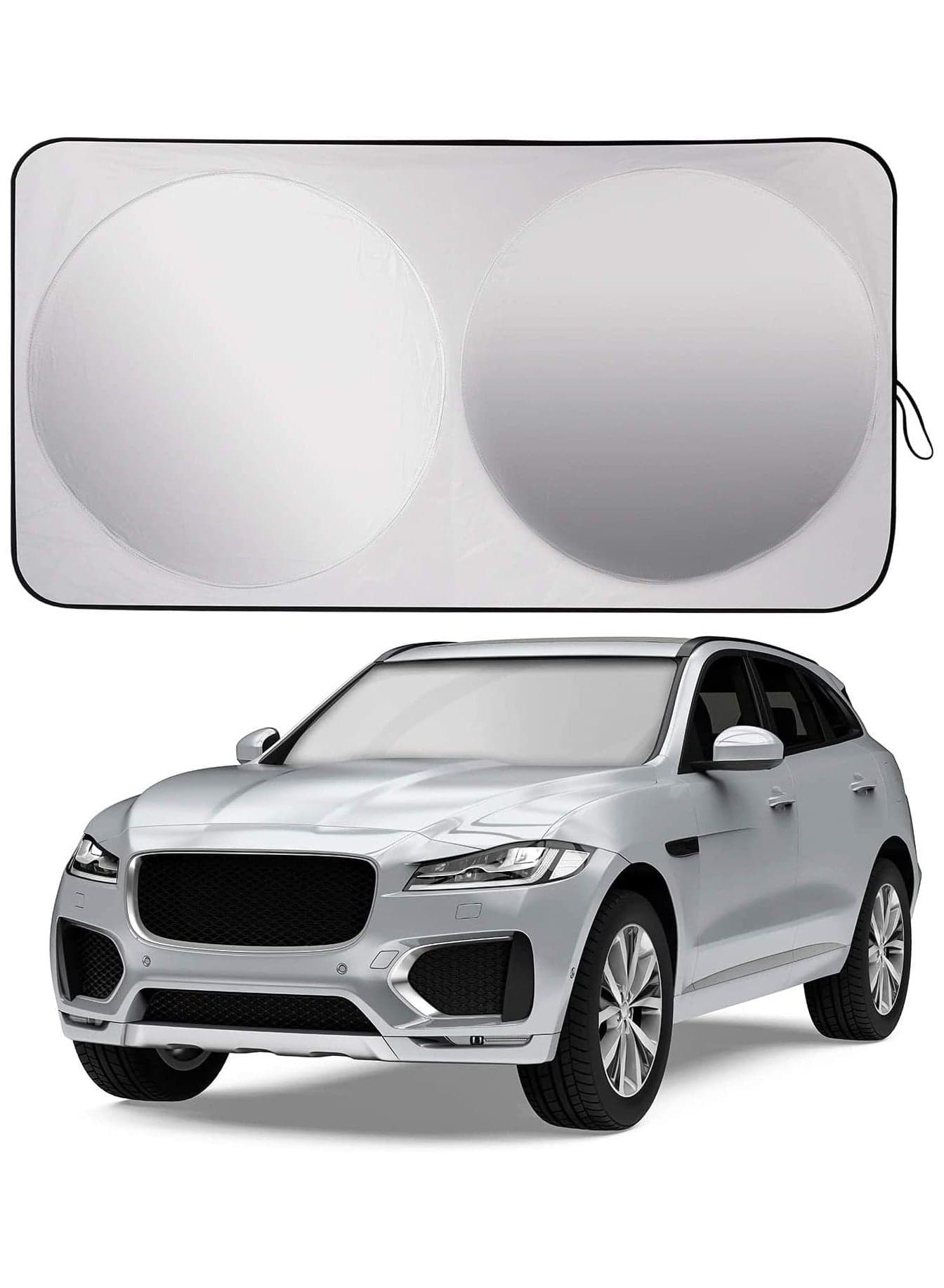 Foldable Car Windshield Sunshade with Storage Pouch | Fits for Car, SUV, Van Front Window Windshields Visor Heat Protection & Interior Cooler to Keep Vehicle Cool