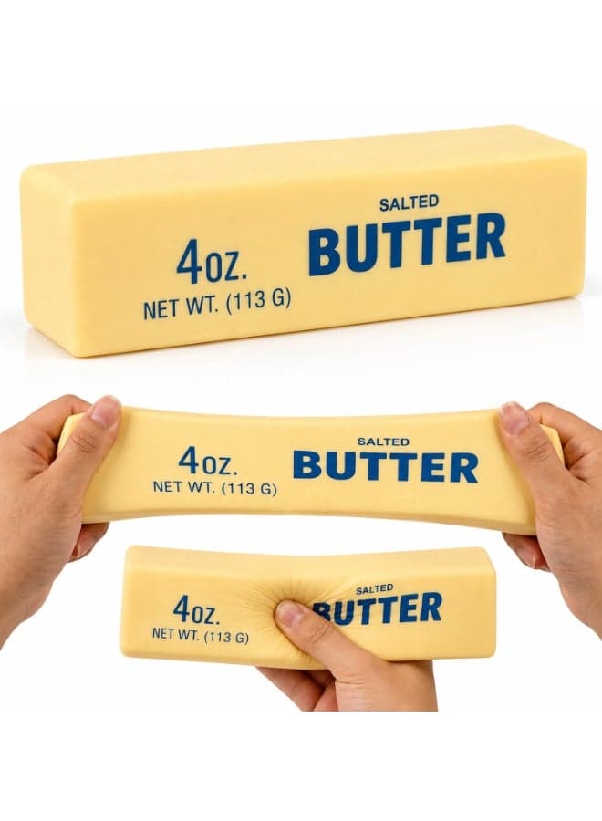 Butter Squishy Toy Slow Rising Stress Relief Fidget, Realistic Butter Stick Squeeze Toy, Soft PU Sensory Toy for Kids & Adults, Anxiety Relief, Desk Toy, Funny Prank Gift, Party Favor