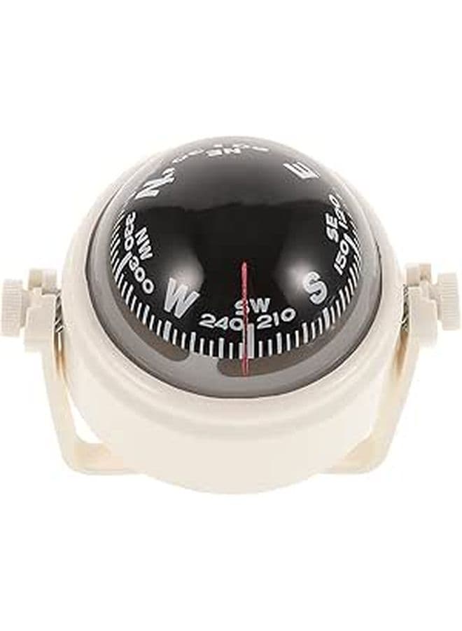 White Marine Ball Compass for Car Dashboard Adhesive Base Outdoor Navigation