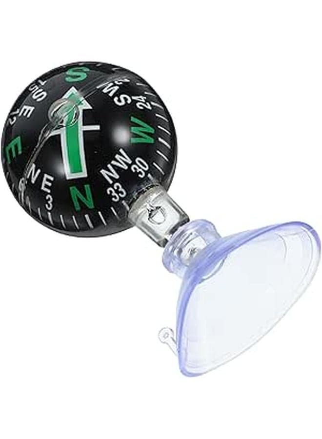 Green Mini Car Compass Ball 38mm Suction Mount Dashboard Navigation for Auto Boat