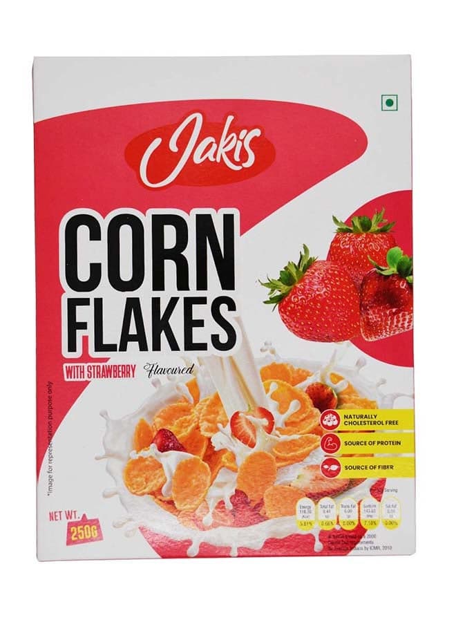 Jakis Premium Corn Flakes with Strawberry Flavour | Original - 250g