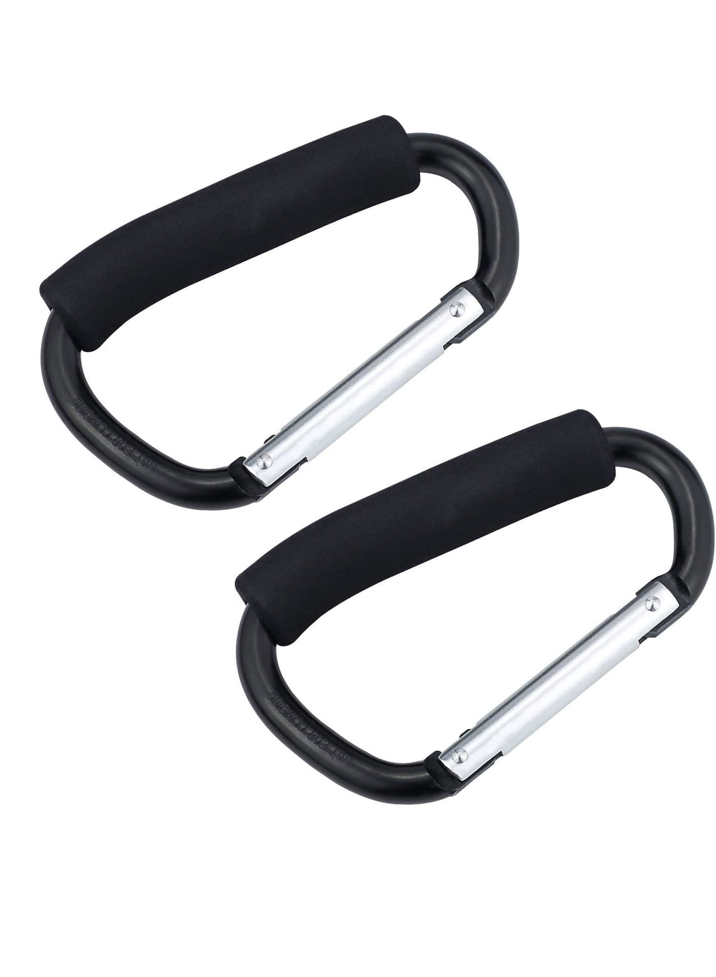Grocery Bag Shopping Bag Holder Handle Carrier Tool Multi Purpose Snap Hook Stroller Hook Set Organizer Accessories with Soft Foam Grip for Hanging, Pack of 2, Black