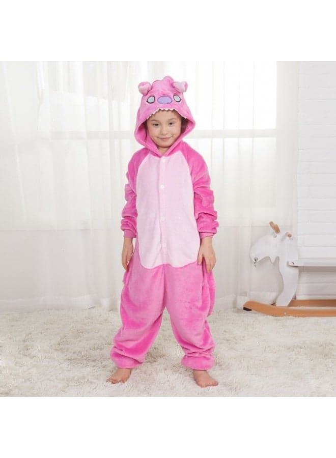 Pink Stitch Onesie Animal Pajamas Hoodie Cosplay Cartoon Costumes for Kids Unisex Party Wear and Sleepwear, Homewear and Outdoor Wearing, Mixed for Couples, Birthday Gift, 140cm Size