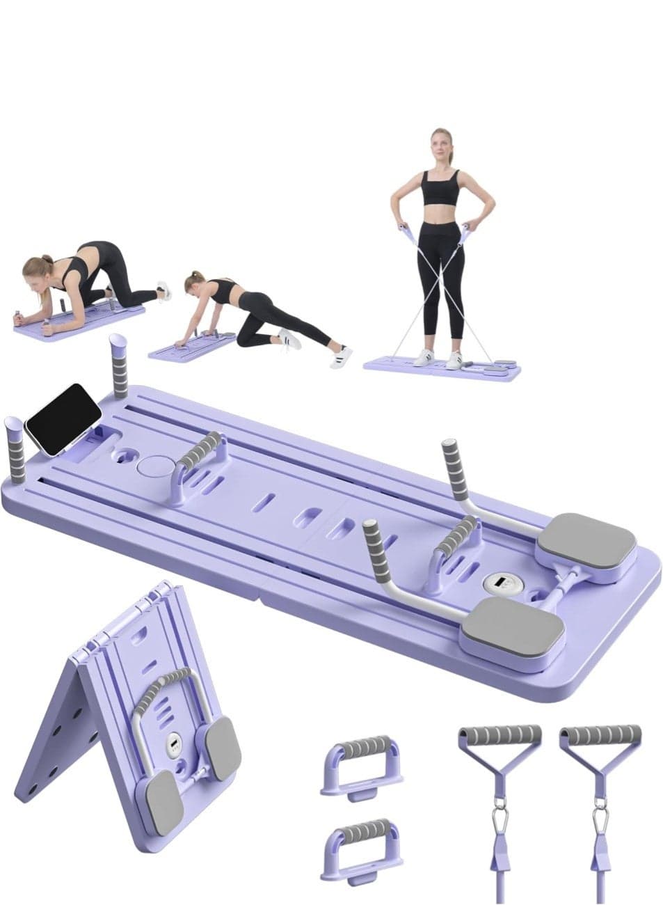 Foldable Pilates Reformer Machine | 5-in-1 Ab Roller Board with LED Counter | Multifunctional Abdominal Workout |Core Workout Equipment | Compact UK Home Gym Fitness (Women & Men)