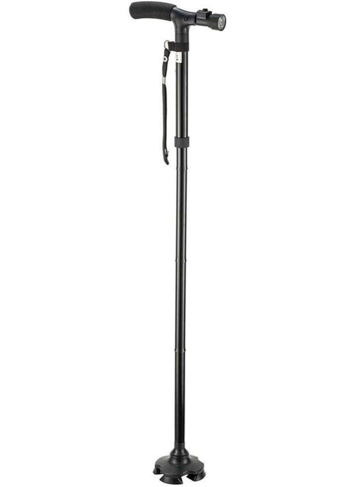Walking Stick – Folding Adjustable Height Cane with LED Light, Non-Slip Flexible Base, Lightweight Foldable Extendable Walking Aid for Arthritis, Disabled & Elderly Support