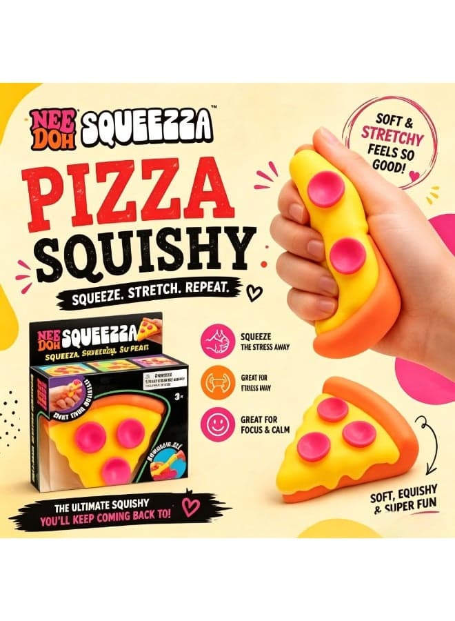 NEEDOH Pizza Squeezer Toy - A soft, cheese sausage pizza-shaped stress-relieving toy for children and adults, helping to alleviate anxiety. Suitable for children aged 3 and up.