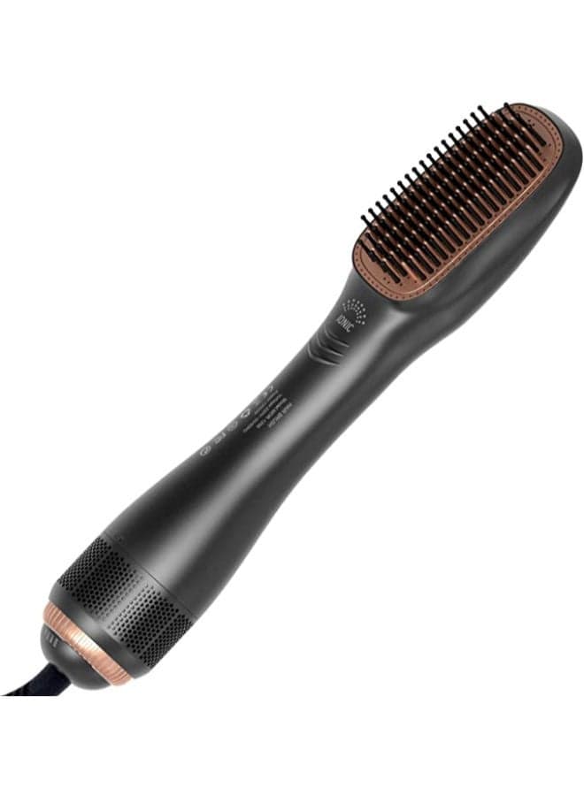 3 In 1 Professional Hair Dryer Brush Negative Ion Blow Dryer Straightening Brush Hot Air Styling Comb Electric Hair Straightener Styler (GOLD)