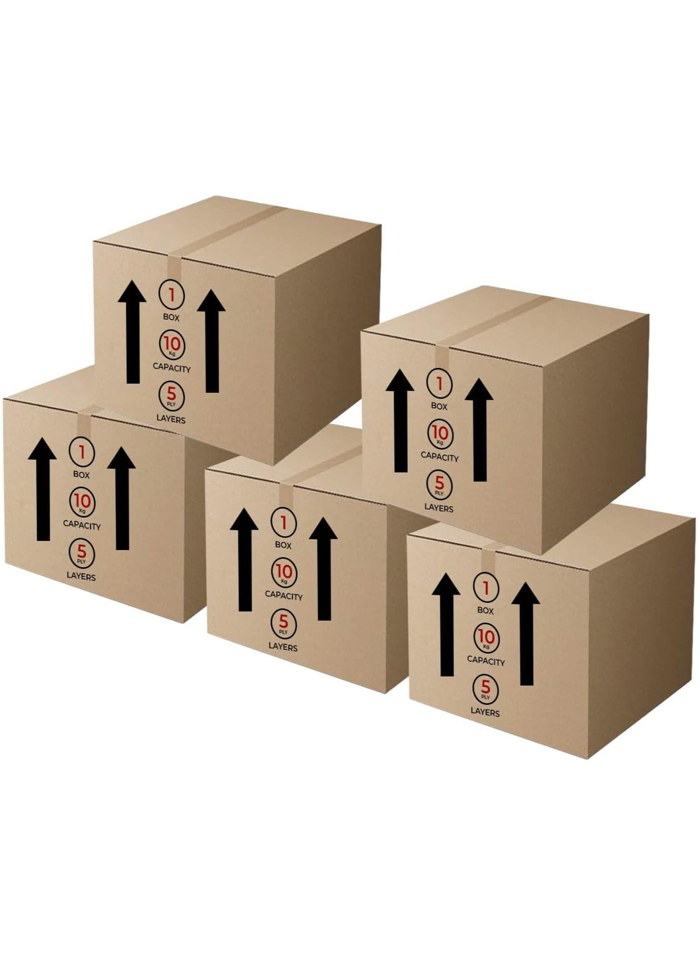 GINI Carton 5‑Ply Heavy‑Duty Corrugated Box 35X35X20 Pack of 5
