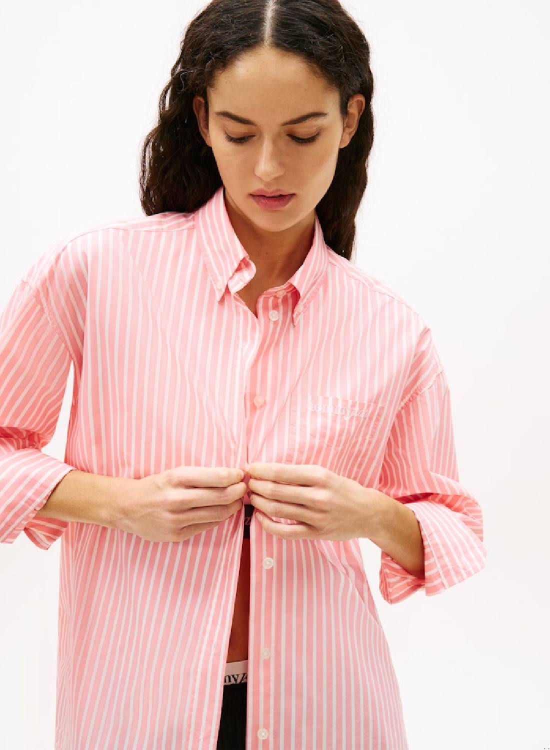 Oversized Fit Logo Embroidery Poplin Shirt
