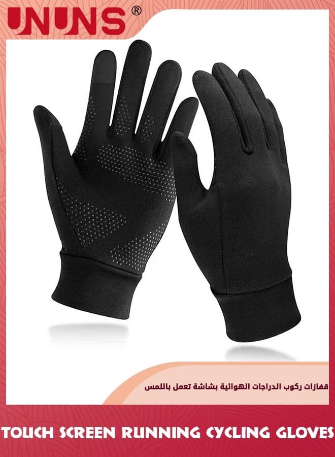 Running Gloves,Cycling Gloves,Winter Warm Sports Gloves,Touch Screen Fingers Gloves,Anti-Slip Windproof Waterproof Gloves For Men Women Outdoor Sports Running Riding And Driving,Black L