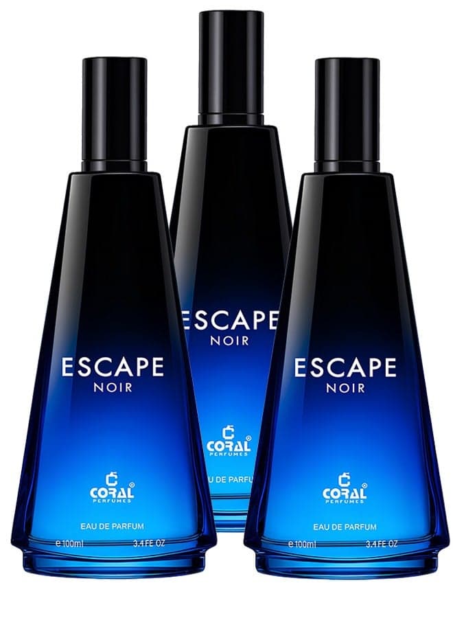 Escape Noir Parfum For Men - Pack of 3 x 100ml | Eau De Parfum | Long-Lasting Luxurious Fragrance