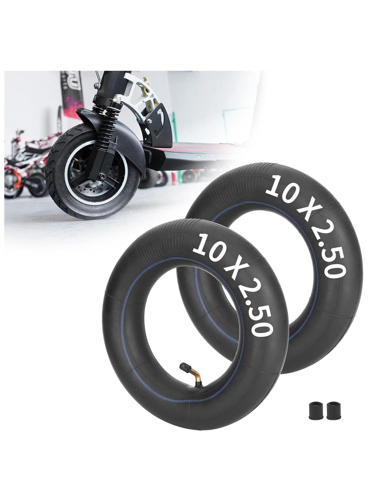 2-Pack 10x2.50” Inner Tubes replacement for 10-Inch Electric Scooter, Compatible with 36V/48V 400W-800W Hub Motor, TR87 Angled Stem, Off-Road Ready for E10 Electric Scooter Tires