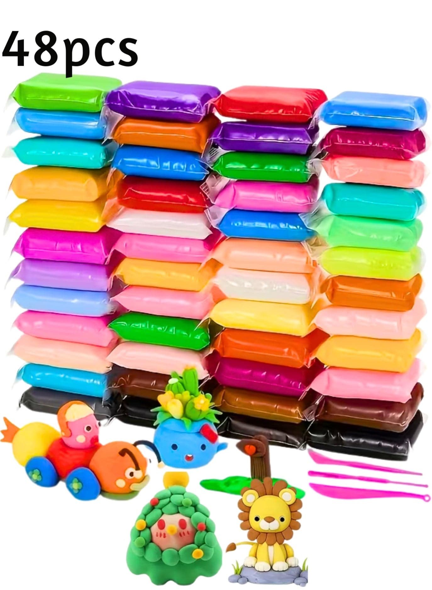 48 PC Air Dry Clay Craft Kit for Teens & Adults Soft Modeling Foam Clay with Tools, Accessories & Vibrant Colors DIY Art, Slime, Jewelry & Decorative Crafts Gift Set