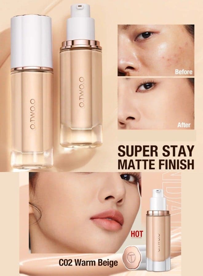 Matt Finish Medium Coverage Liquid Foundation 30ml Long Lasting Oil Control Lightweight Natural Matte Makeup Foundation Smooth Blendable Texture for Oily Skin Combination Skin Sensitive Skin Conceals Imperfections Evens Skin Tone Hydrating Formula Non Cakey