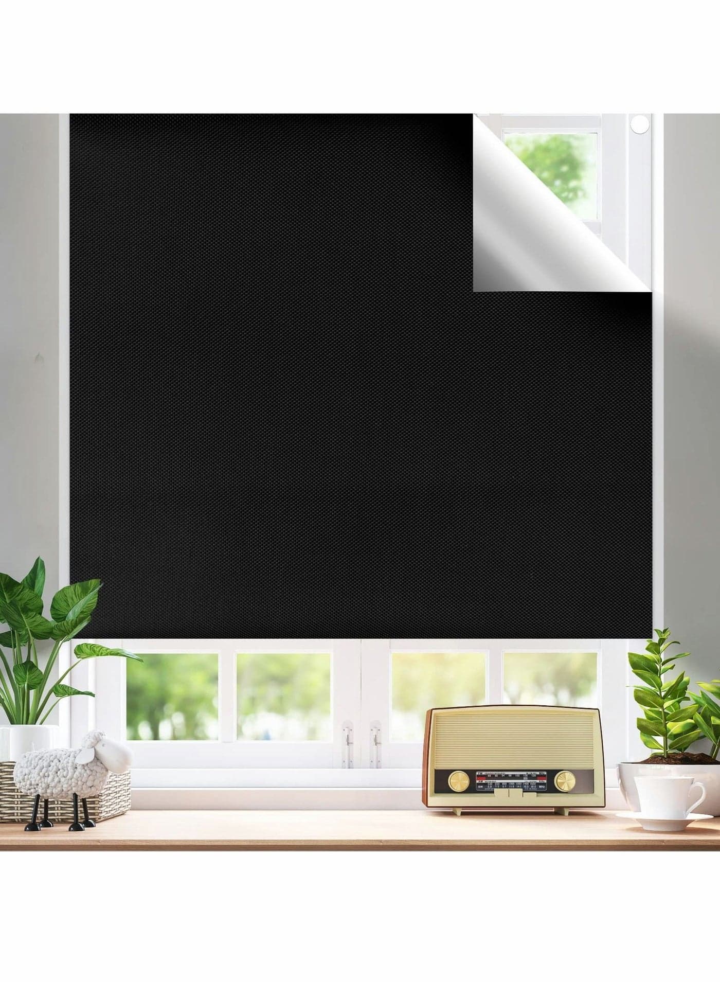 Blackout Blind, Portable Blackout Blinds Stick On Window No Drill, Blackout Material Blinds Blackout Curtains for Bedroom Nursery Loft Travel RV Car( 300x145cm )