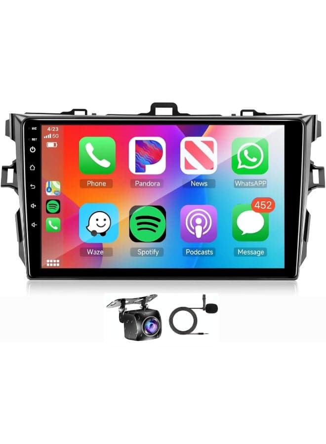 Android Car Stereo Screen For Toyota Corolla 2008-2013 With Apple Carplay Android Auto Wireless WiFi DSP FM&AM Bluetooth Mic AHD Camera Included Fast Interface (4+32GB Carplay)