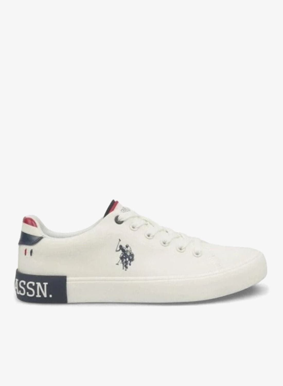 U.S. Polo Assn. Men's Lace-Up Canvas Sneakers - Off-White/Navy - Classic Low-Top Casual Shoes
