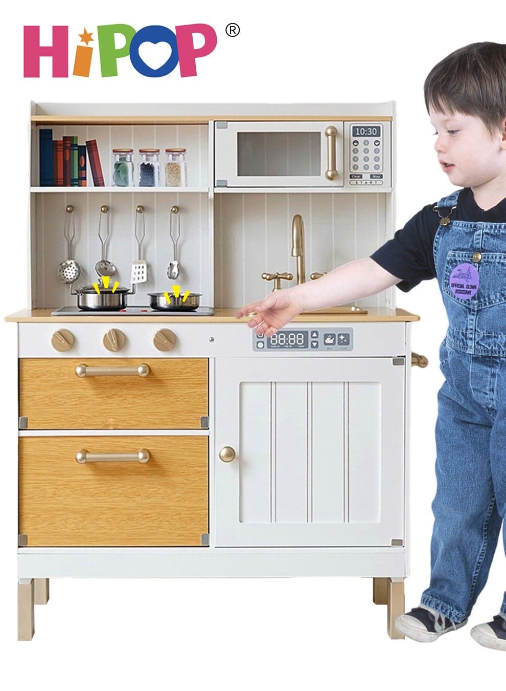 Children's Wooden Kitchen Playset with Rich Realistic Details,Kids Pretend Kitchen Toys