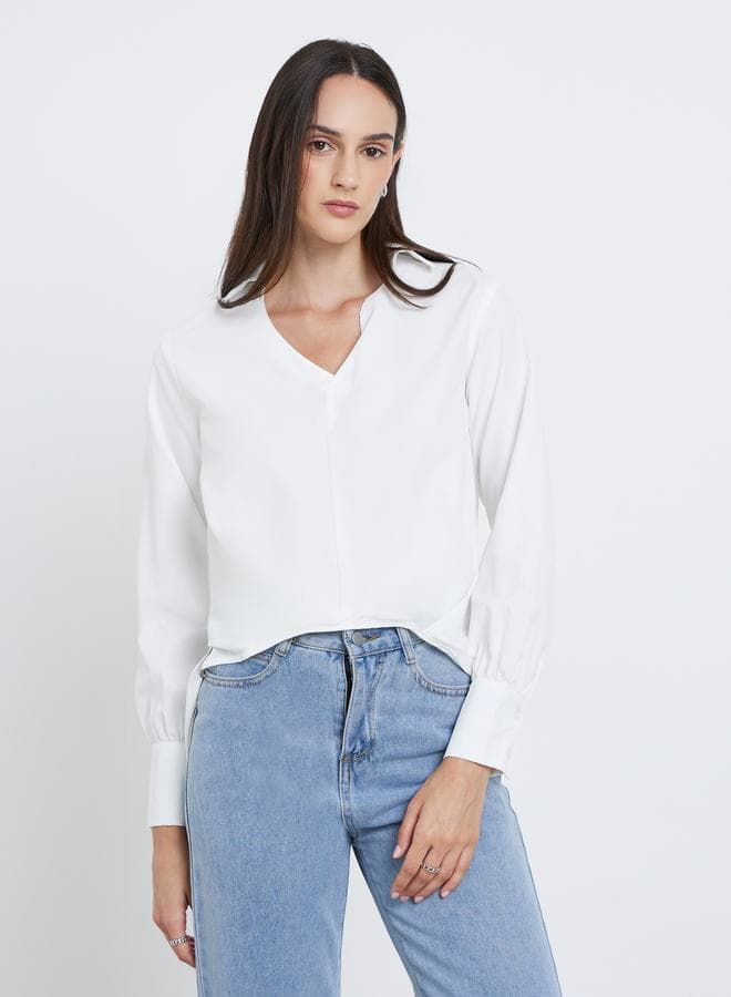 Styli Solid Long Sleeve Regular Fit Shirt