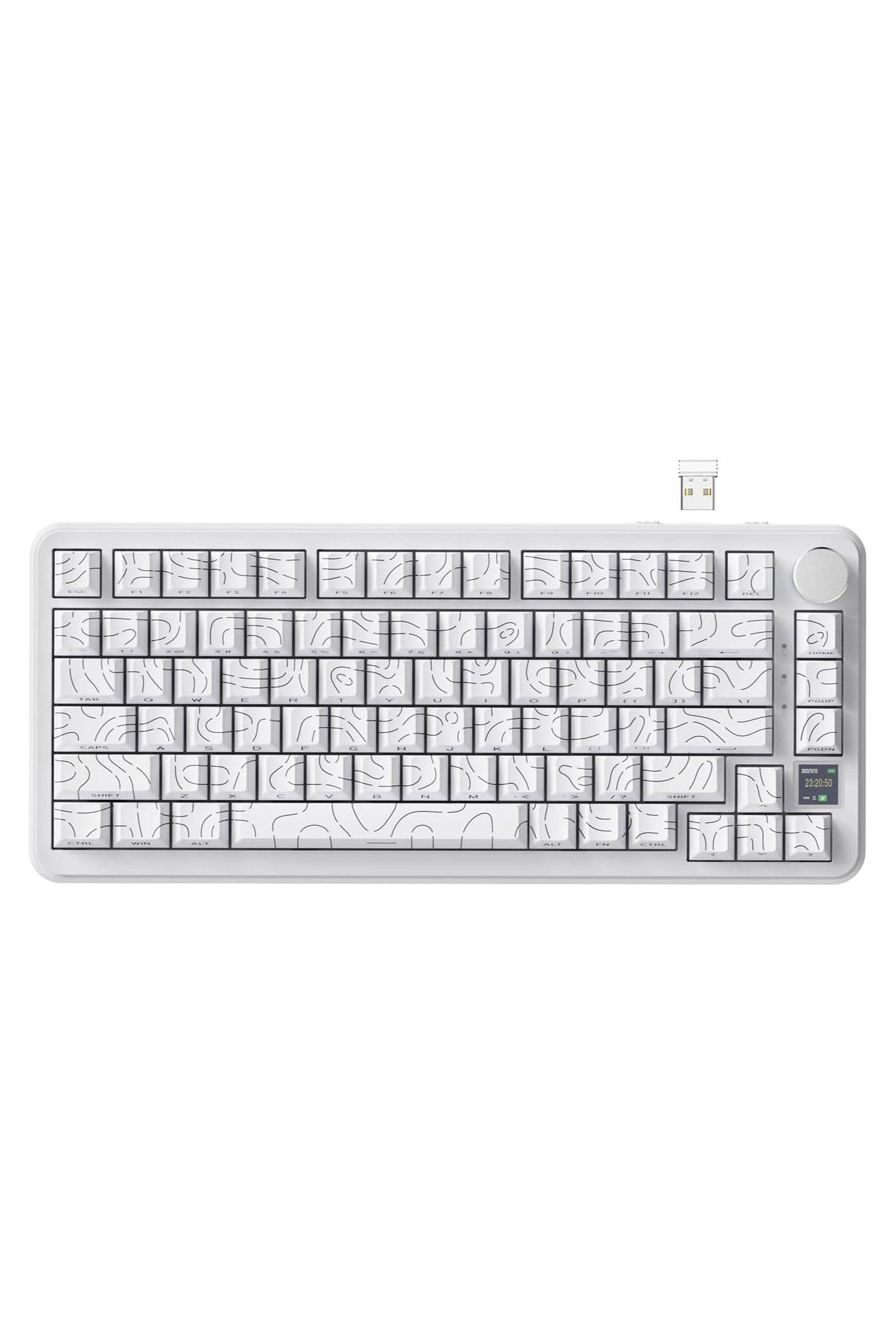 ATTACK SHARK X85Pro Wireless Mechanical Gaming Keyboard – Hot-Swappable – 75% Compact Layout – Smart TFT Display & Metal Knob – Tri-Mode Connection (Bluetooth 5.1, 2.4GHz, USB-C) – RGB Backlight – Gasket Mount – PBT Keycaps – PC Laptop Mac Compatible (White Contour)