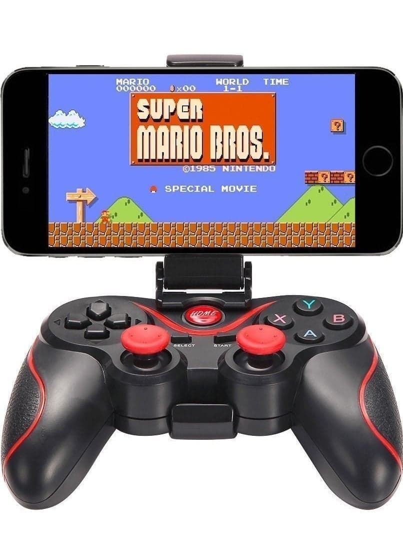 Wireless Bluetooth Game Controller Joystick for Android/iOS Smartphones, Tablets, PC & Smart TV Box - Universal Gaming Gamepad with Phone Holder for Mobile Gaming