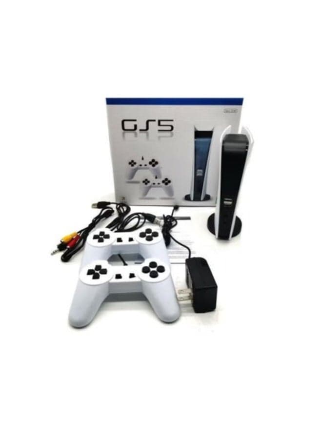 Game Station 5 Wired USB Gaming Console with 300 Classic 8-Bit Games, Retro TV Game System, AV Output, Plug & Play Setup, Includes Dual Controllers