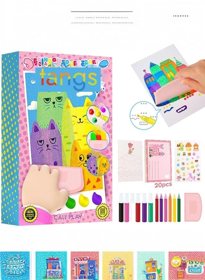 Rainbow Scratch Paper Art & Craft Kit for Kids - 20 Magic Reveal DIY Postcards, Creative Gift for Girls and Boys Ages 5-12 (Non-Toxic)