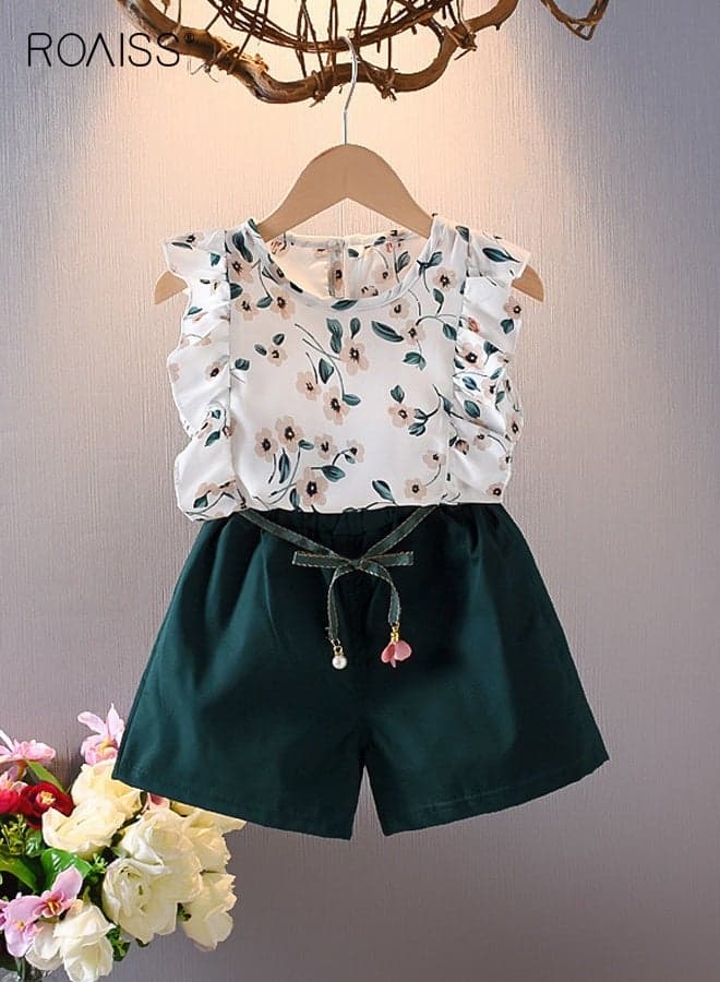 Toddler Girls Camisole and Shorts Set, Stylish Summer Outfit with Sleeveless Top and Solid Shorts, 2 Piece Comortable Clothing Set for Little Girls