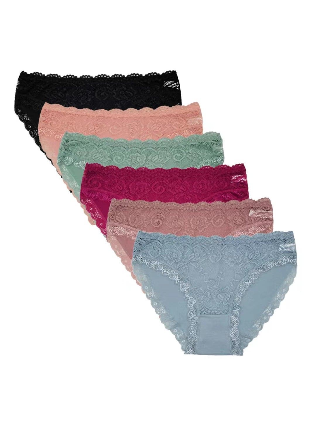 Zeemey 6-Piece Cotton Bikini Breathable Panties Low Waist Fashionable Ladies Panties