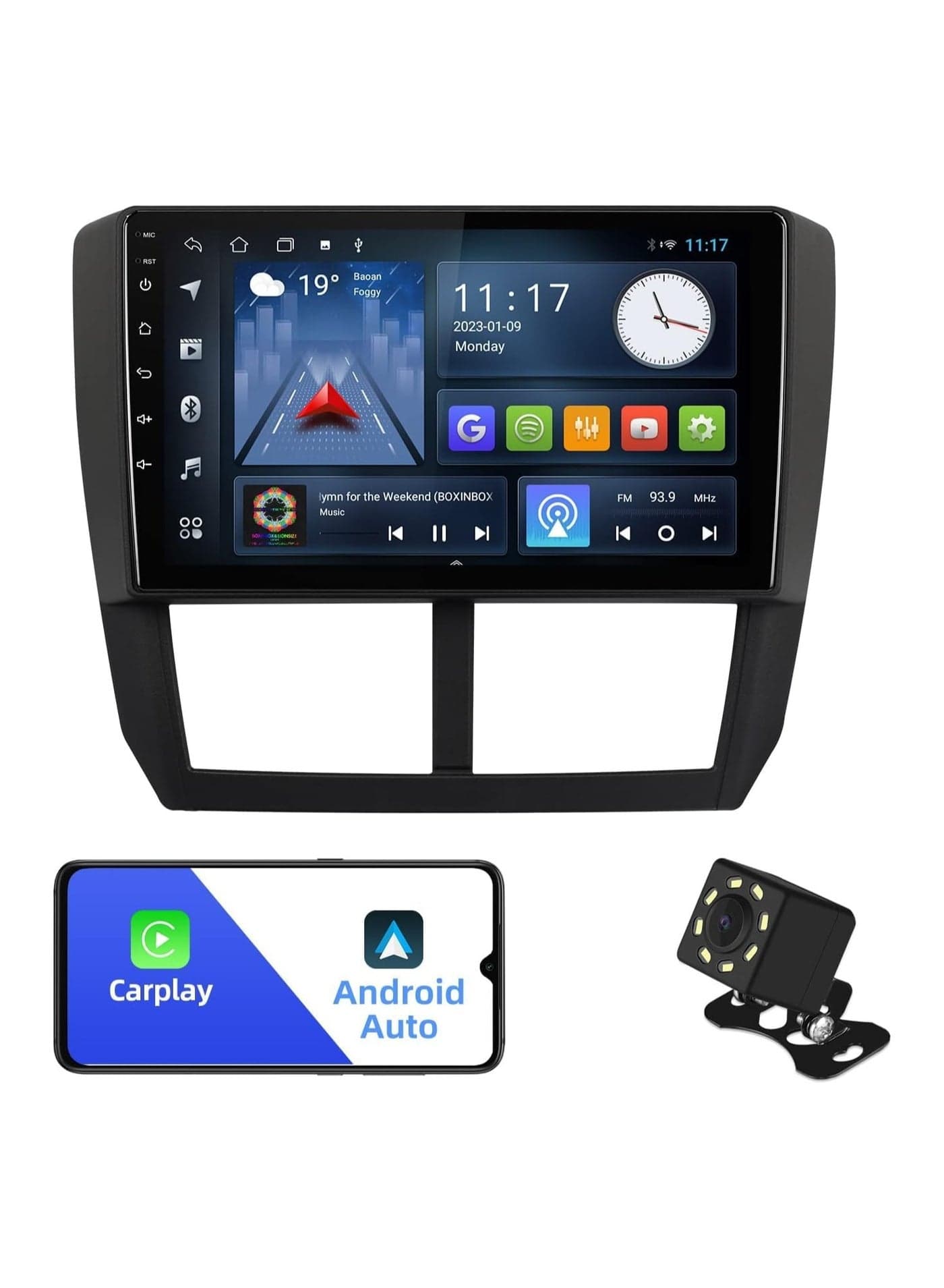 Android Car Stereo for Subaru Forester Impreza WRX STI 2008 2009 2010 2011 2012 2GB RAM 32GB ROM 9 Inch Support Apple Carplay, MirrorLink WiFi BT, IPS Touch Screen with AHD Camera Included