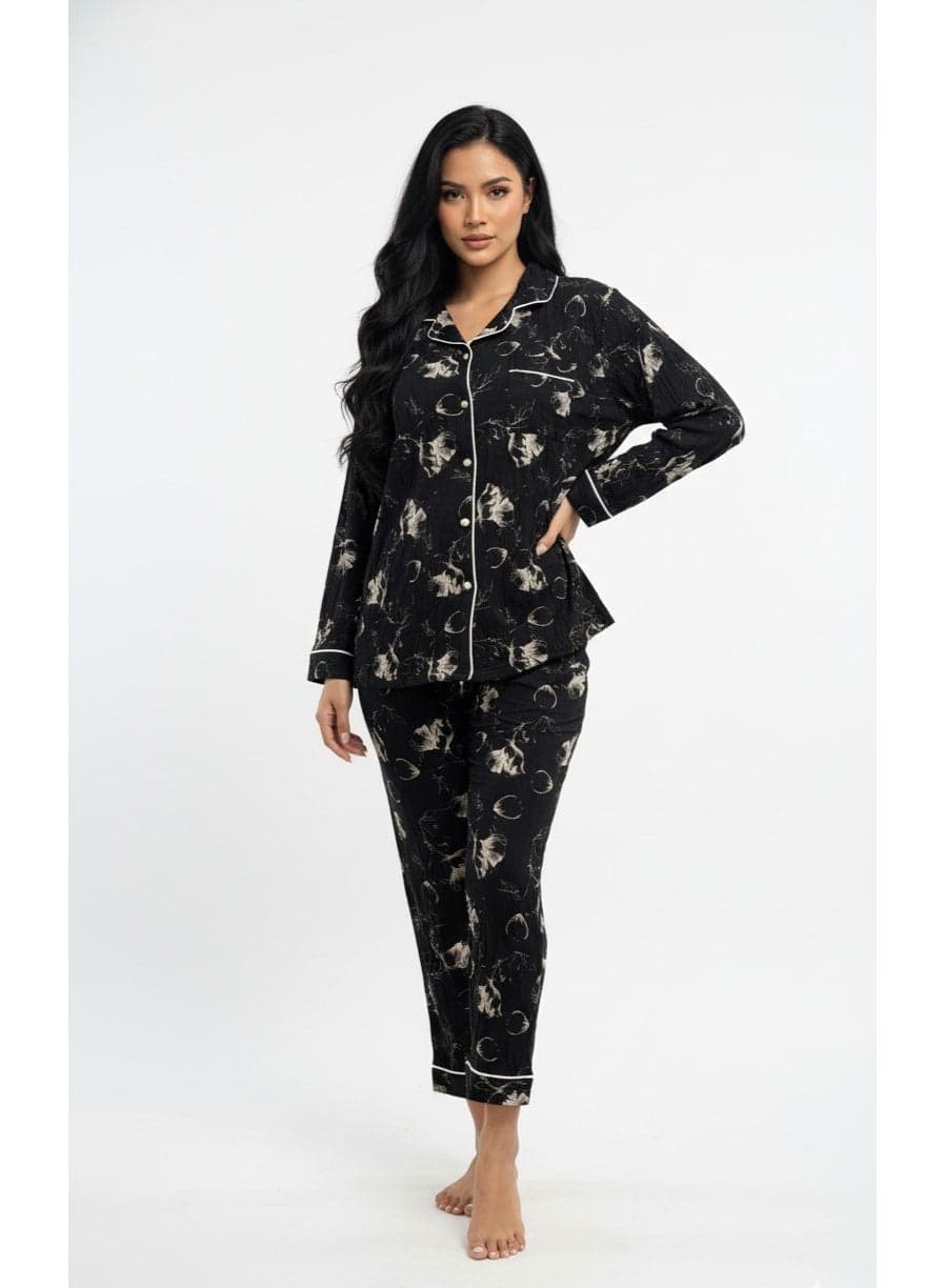 JOANNA F216757 Women Pajama Set Nightwear Sleepwear Loungewear Night Suit Soft Breathable Comfortable Relaxed Fit Daily Home Wear Stylish Cozy Sleep Set for Women Indoor Lounge Outfit