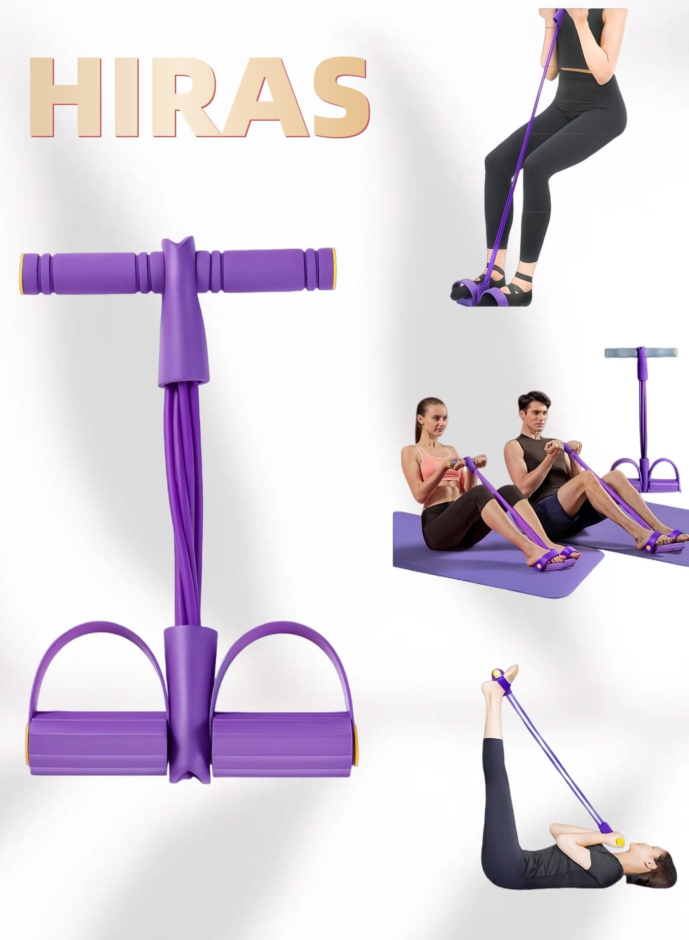 Resistance Band Set, 4-Tube Elastic Band Pull Rope with Non-Slip Pedals for Home Gym Workout, Full Body Exercise Band for Arms, Legs, Abs, Yoga, Stretching & Slimming Training