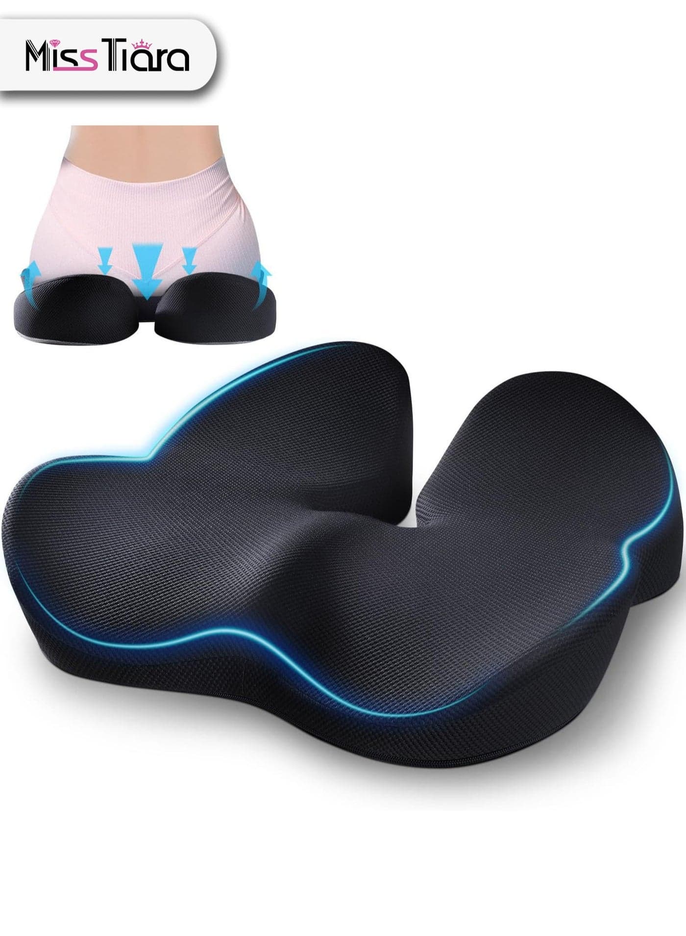 Seat Cushion Office Chair Cushions Butt Pillow for Car Long Sitting, Memory Foam Chair Pad for Back, Coccyx, Tailbone Pain Relief for Gaming Chair and Car Seat Black