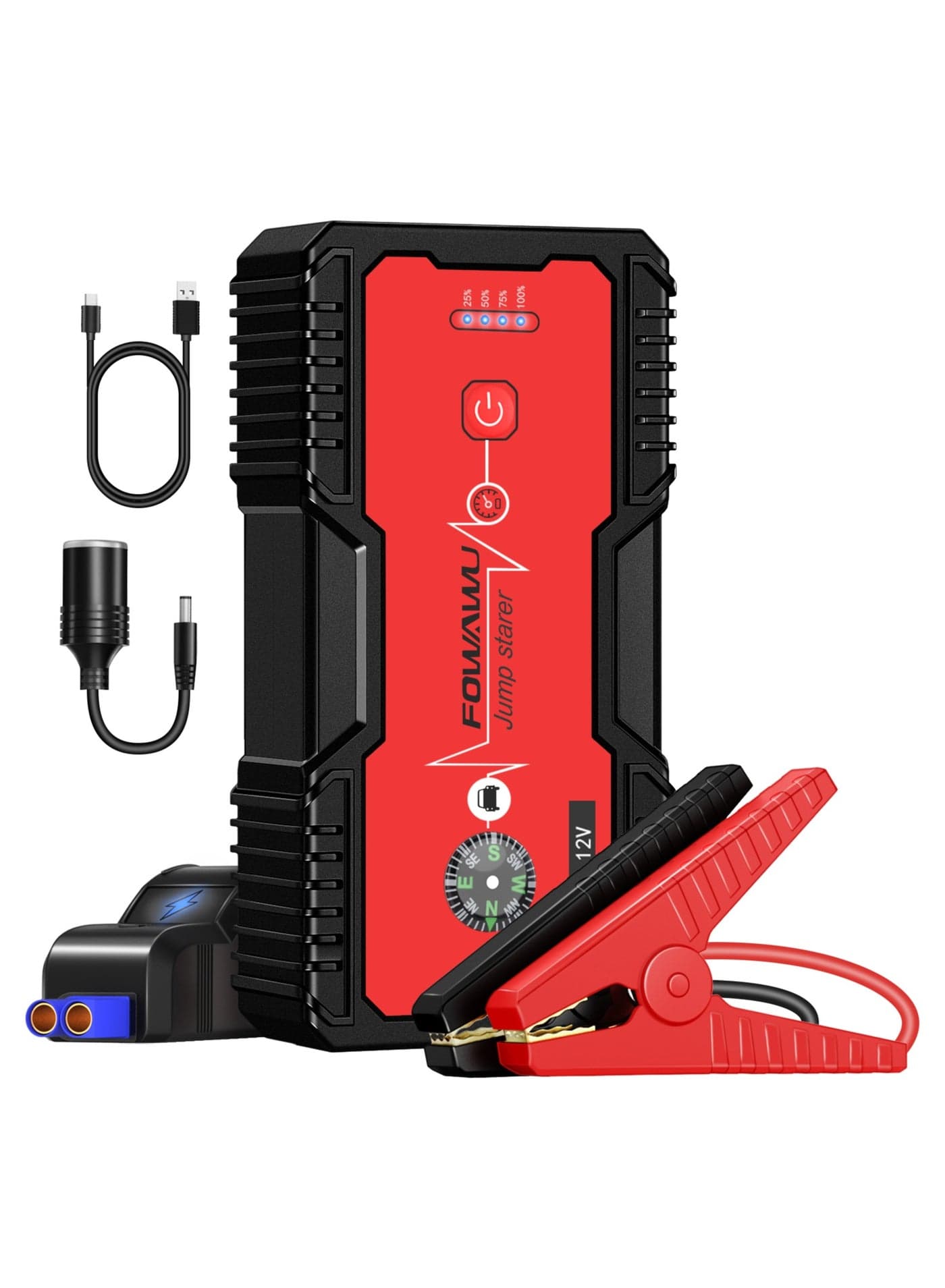 FOWAWU 18000mAh 1500A Car Jump Starter,Jump Starter Battery Pack(7.0L Gas,5.5L Diesel),Battery Jumper Starter Portable with USB/DC 12V/LED Light, Car Battery Charger, Car Power Bank, Car Battery, Car Battery Starter, Car Jumper, Car Battery Charger Jump Starter, Jump Starter Capacitor, Battery Charger Car