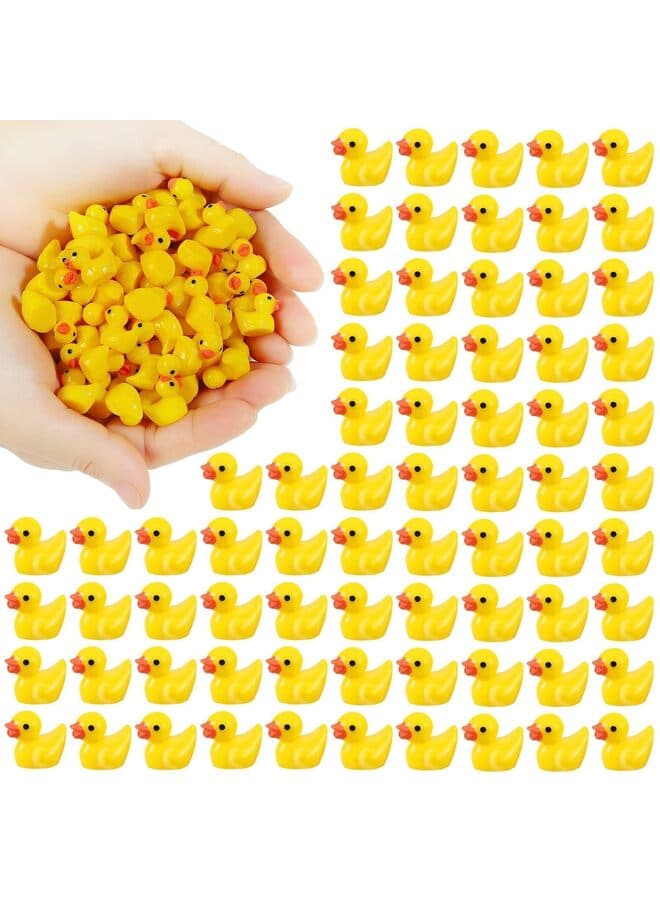 100 PCS Mini Resin Duck Glow in the Dark Luminous Tiny Duck for Garden Decor Cute Figurines Miniature Fairy Animals for Dollhouses Moss Gardens DIY Crafts Cake Topper (Yellow)