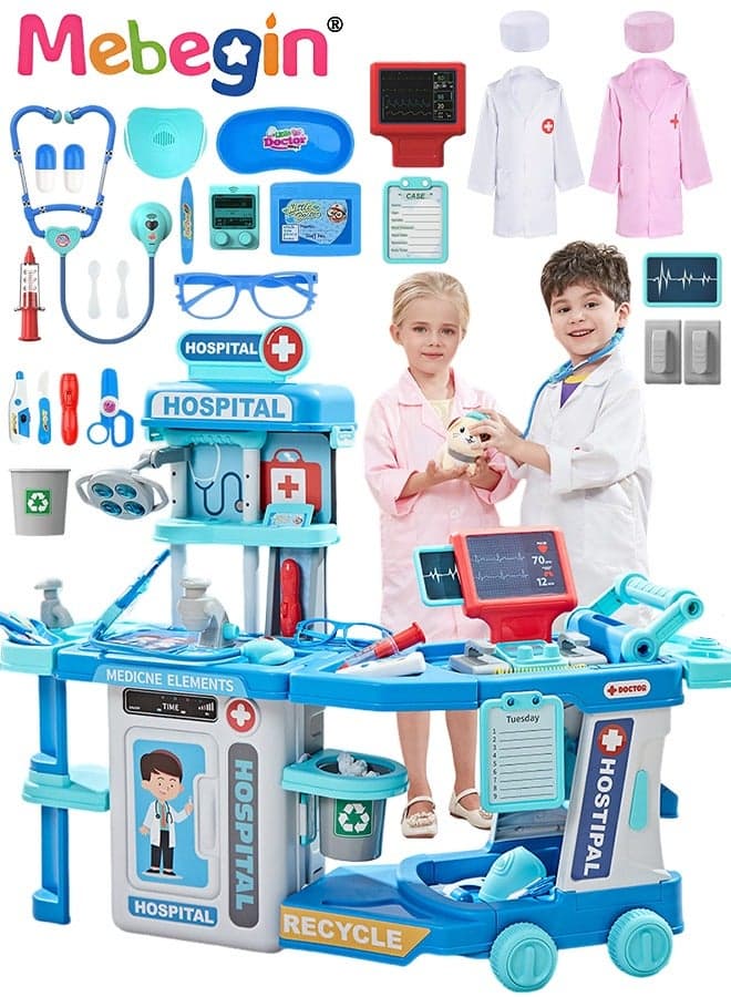 Deluxe Medical Playset with Nurse's and Doctor's Uniforms, Medical-themed Pretend Toys, Simulation Play Doctor Toys Set with Various Accessaries, Creative Safety Play House Toys, Ideal Gift for Kids