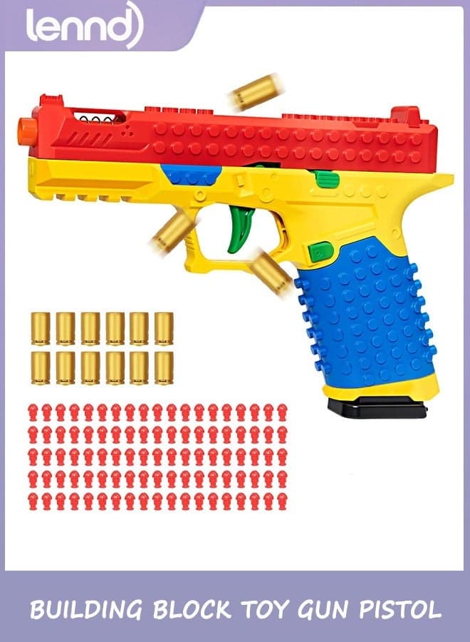 Building Block Toy Gun Pistol, Automatic Shell Ejecting Toy Gun, DIY Mini Blaster Fidget Gun Shooting Games Education Model Fake Gun Gifts for Birthdays