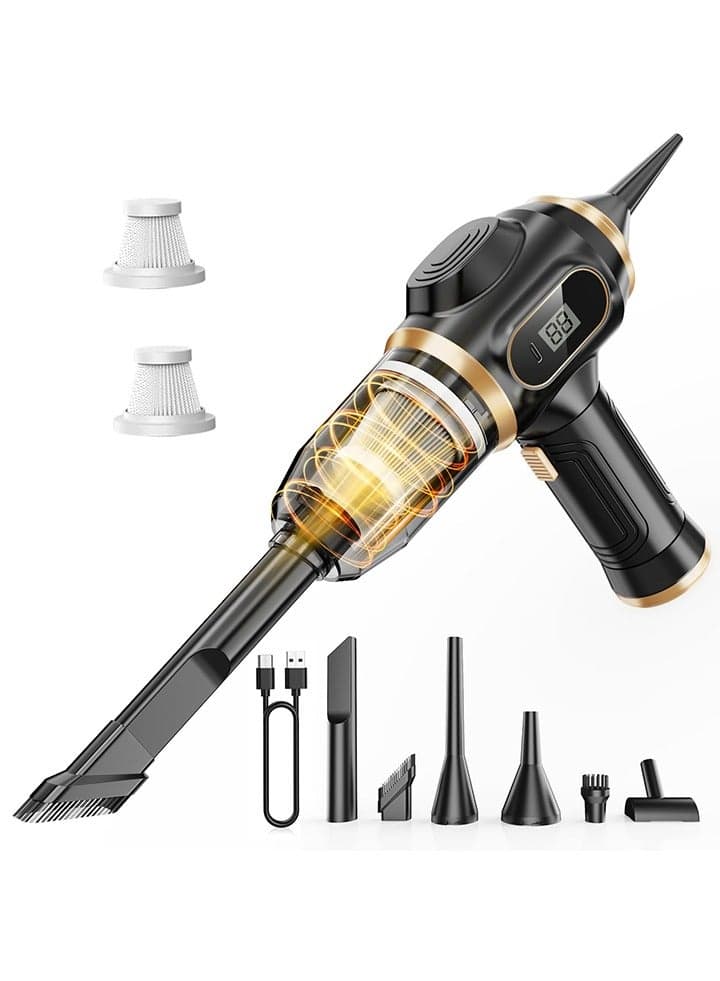 Portable Car Vacuum Cordless Mini Handheld Vacuums Cleaner Rechargeable with LCD Display and Multi-Nozzles, High Power hand held cleaners for Car, Home, Office, Sofa, Pet Hair,keyboard (Black)