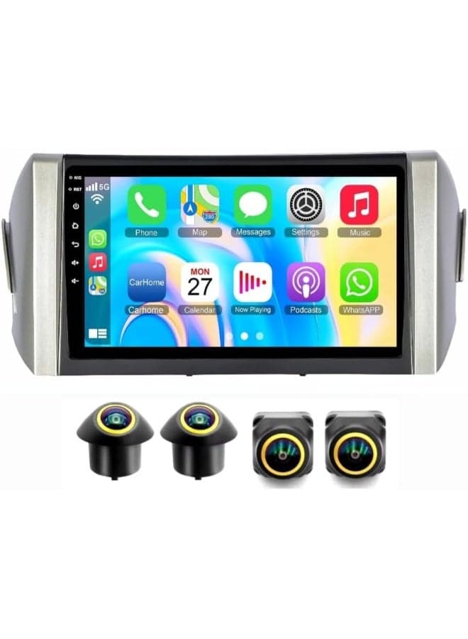 Fit Toyota Innova Car Stereo Innova Android Screen 2015-2025 With Apple Carplay Android Auto Wireless WiFi DSP FM&AM BT AHD Camera Included Fast Interface (4+32GB 360D Cameras)