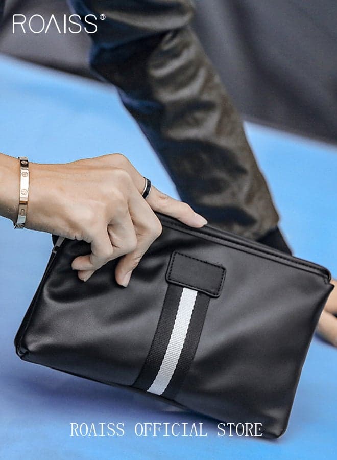 Business Casual Clutch Bag for Men with Color Block Design Trendy Soft Multi-functional Wristlet Bag Men's Portable Lightweight Envelope Purse Handbag for Travel Business or Daily Commuting