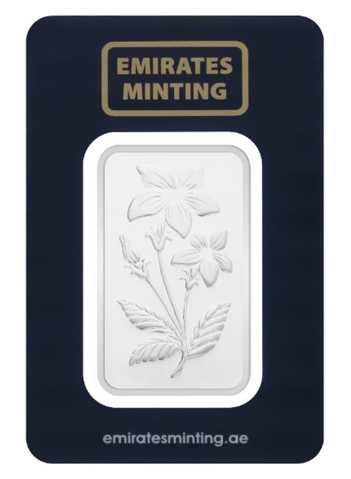 Emirates Minting 1 Ounce Flower Silver Bar 999.0 Purity