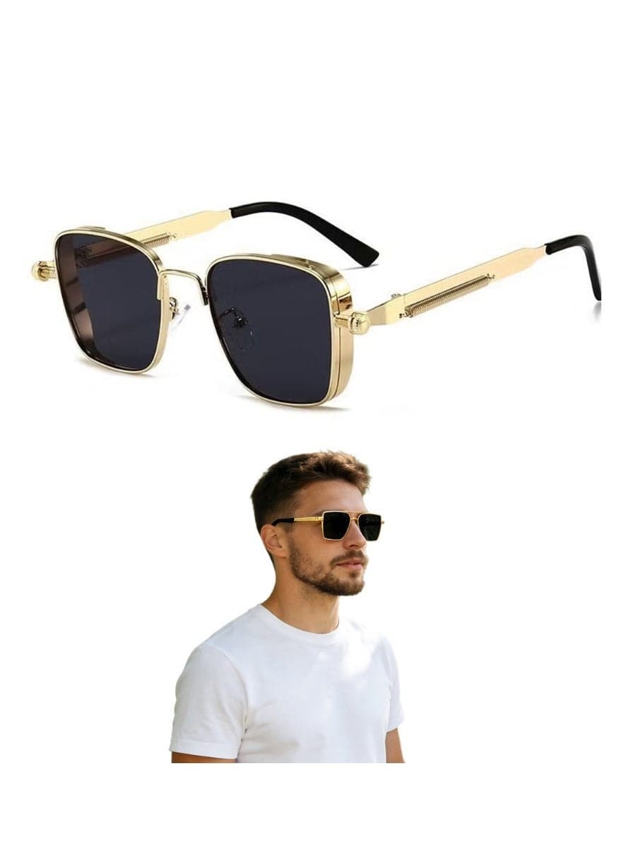 Retro Cool Steampunk Glasses Square Metal Frame Fashion Glasses For Men Women Outdoor Sports