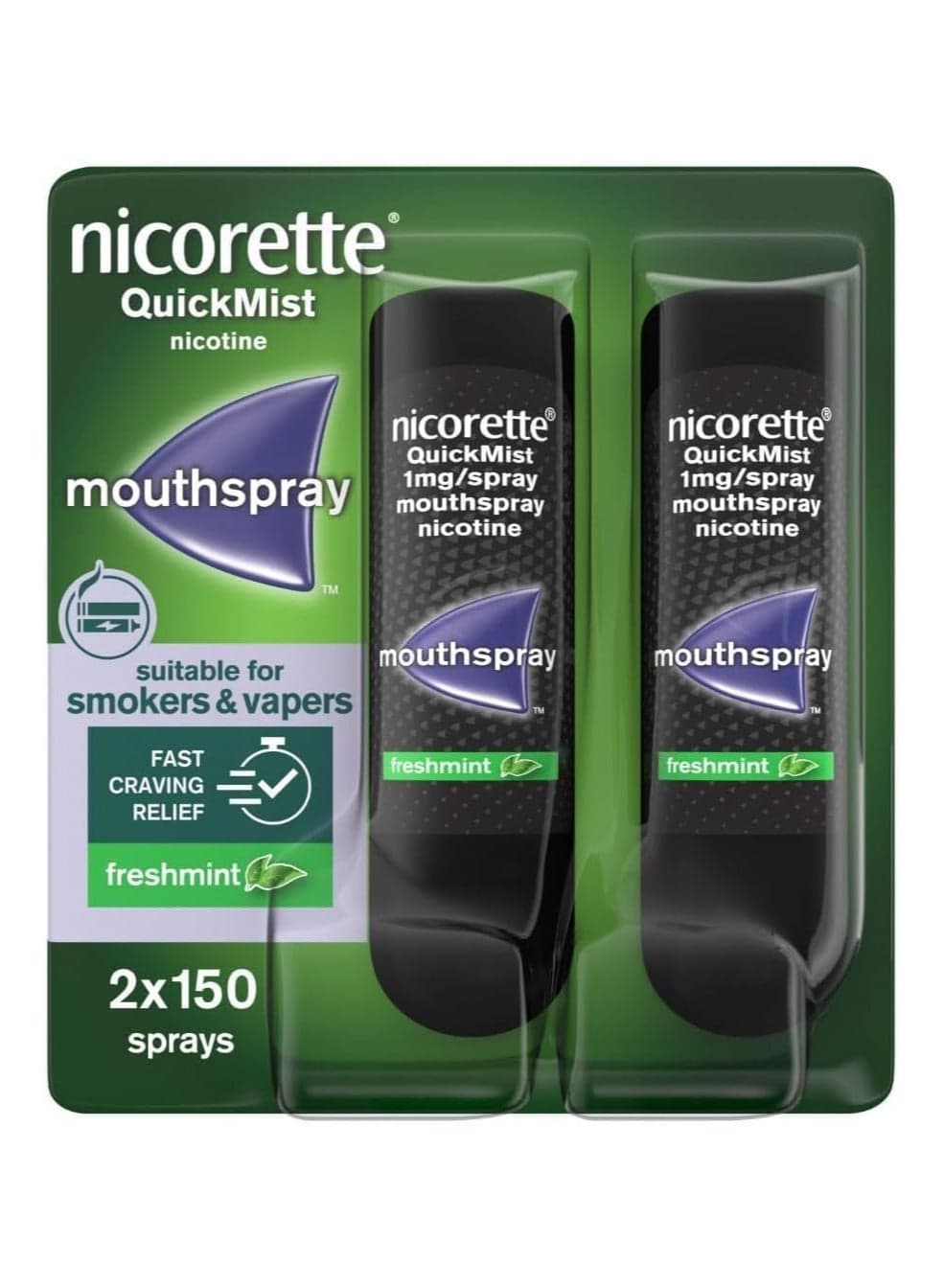 Nicorette - Quickmist Mouth Spray, Freshmint - 2 x 150 Sprays