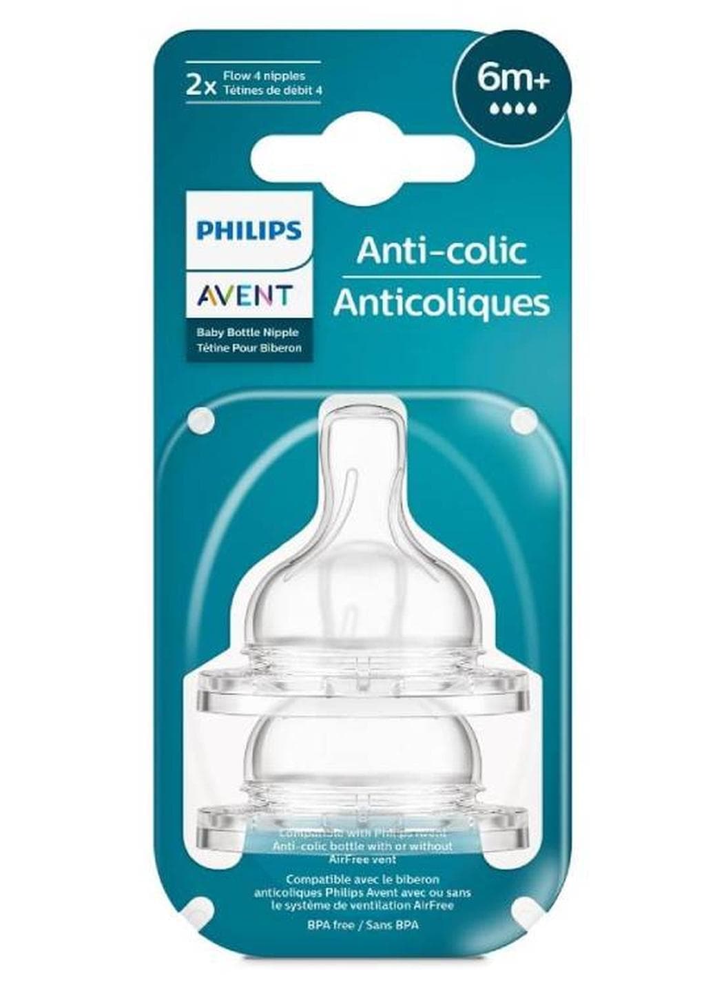 Philips Avent Anti colic Baby Teat Fast Flow 6m+ ( 2 Pack)