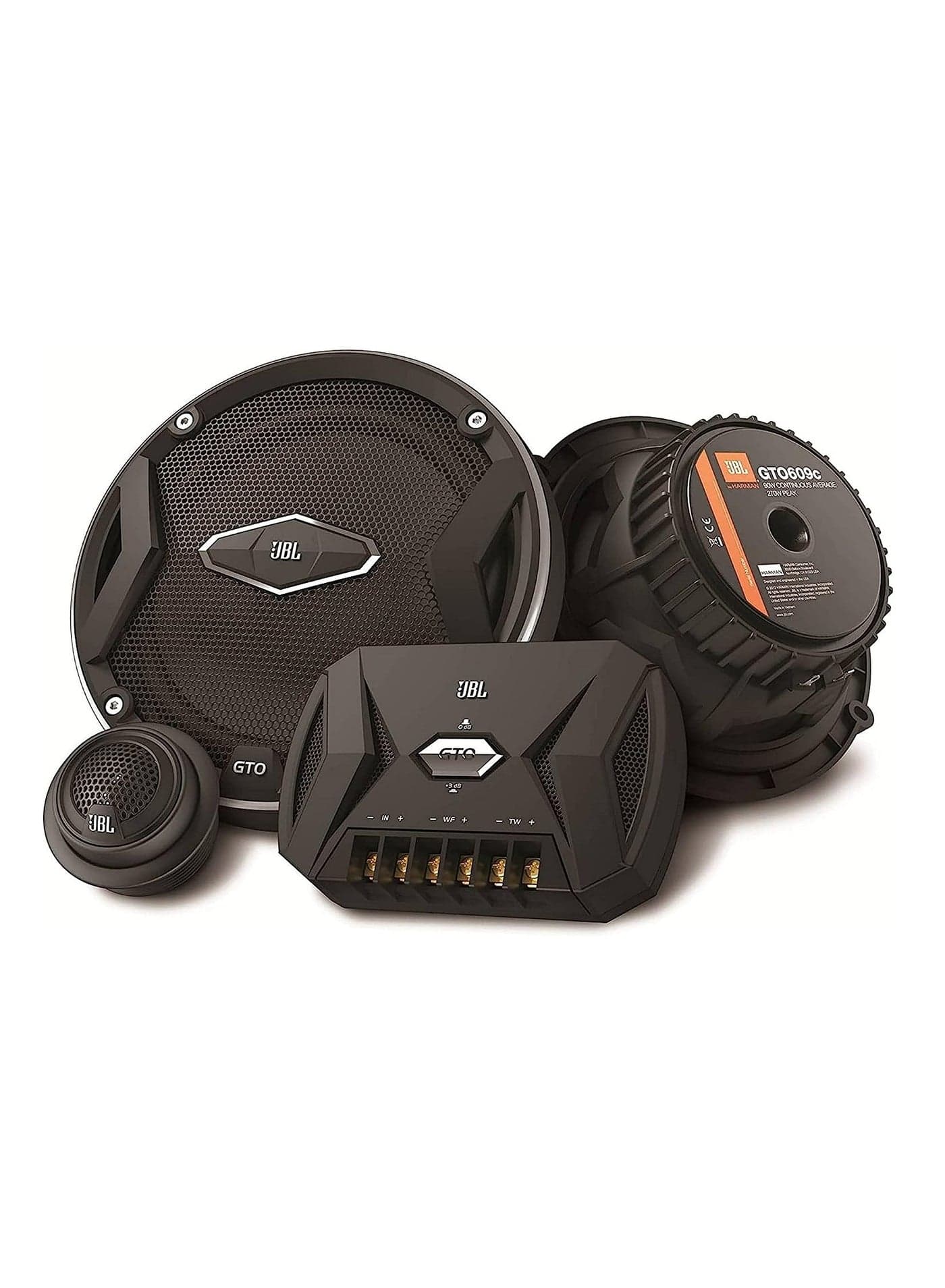 Car GTO 609C 6.5 Inch 2 Way Component Speaker System Including Midrange Speakers and Tweeters - Black