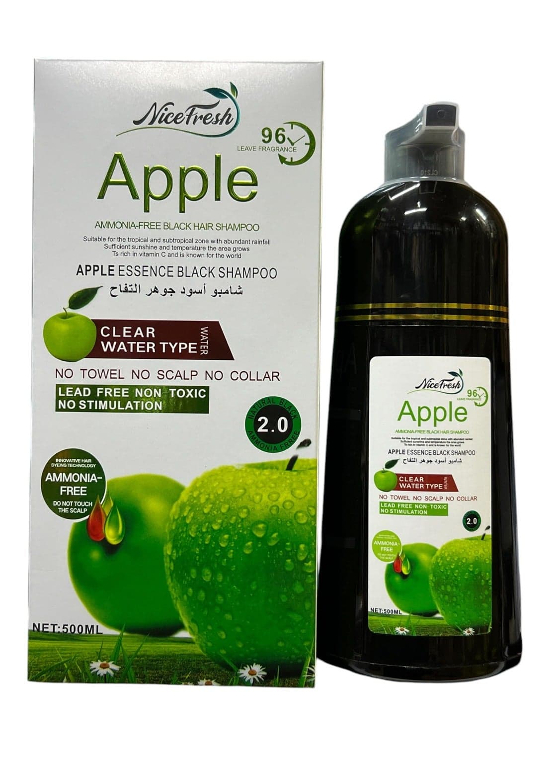 Apple Hair Color Shampoo Natural Black 2.0 96HR 500ml
