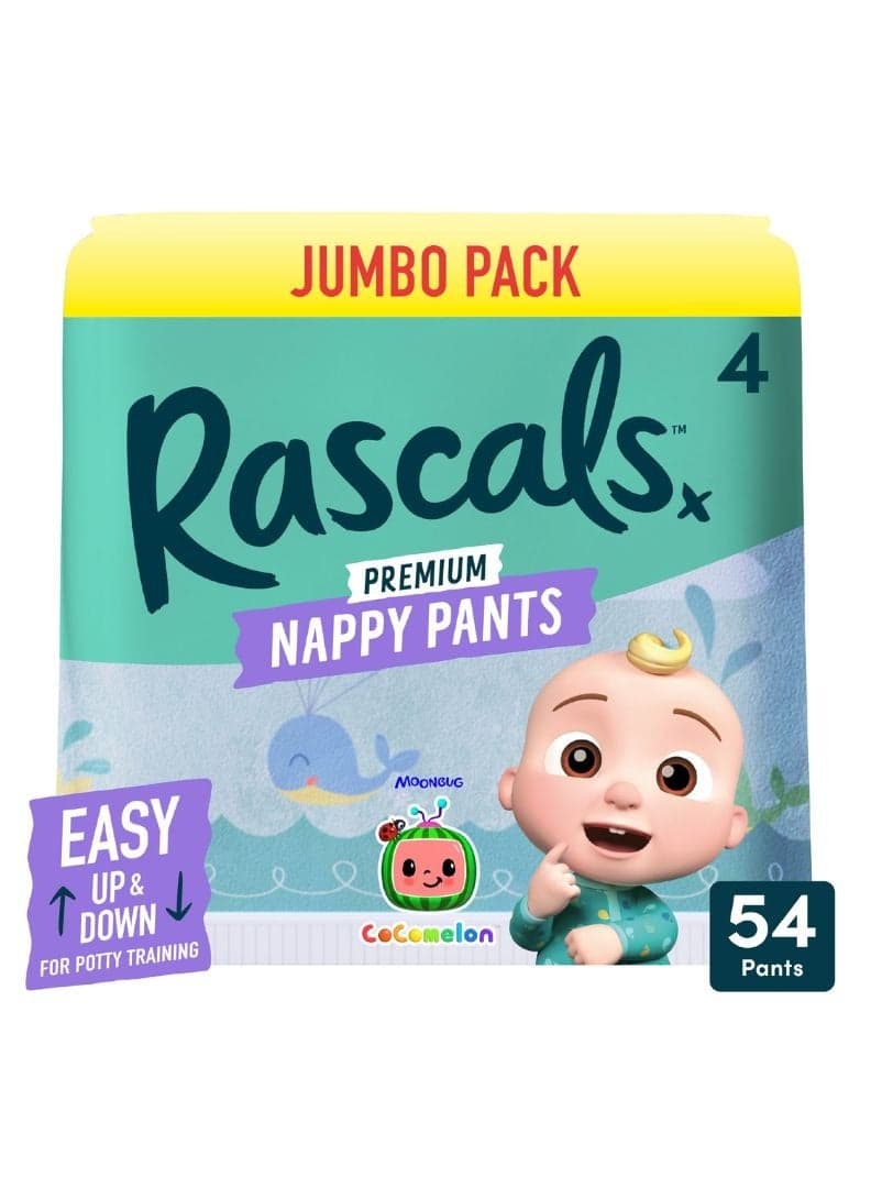 Training Diaper Pants Cocomelon Edition - Easy Pull Up Design Diaper Pants - Soft & Comfortable Baby Diaper Pants Size 4 - Ultra Flex 360 Waistband 10-15 kg - Jumbo Box (54 Count)