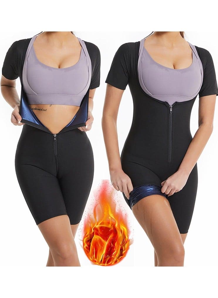 Women Sauna Suit Sweat Shirt Slimming Vest Hot Top Jumpsuit Shapewear