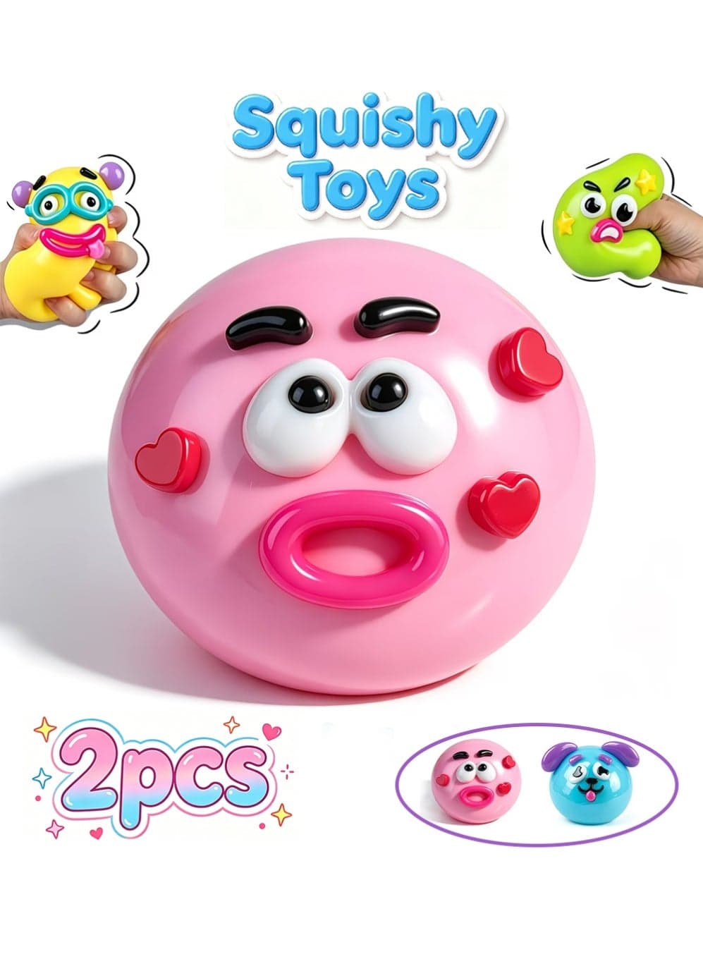 2PCS Smushers Squishies Slow Rising Stress Ball Non- Cute Slow Rise Relaxing Sensory Fidget for Squeeze Sensory Ball Fun Desk Accessory for Adults